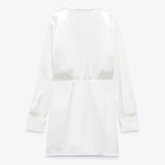 Zara White Wrap Front Satin Effect Dress - Picture 15 of 16